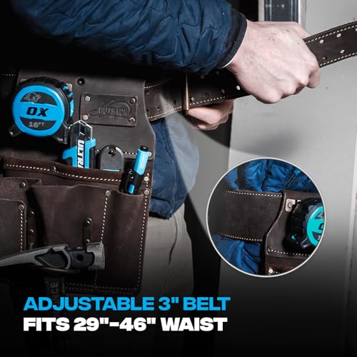 OX Drywall Tool Belt + Pouches - Leather Tool Belts For Men - Size XL - color: Drywall Belt, size: XL