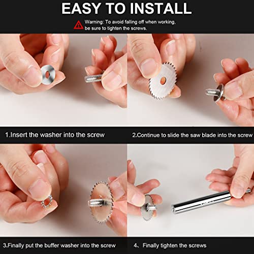 8PCS Rotary Drill Saw Blades(with 1PCS 1/4" Hex Shank,1PCS 1/8" Round Shank,1PCS 1/4" Round Shank),HSS Saw Disc Wheel Cutting Blades for Drills Rotary Tools - style: 8PCS(3*Shanks+5*Blades)