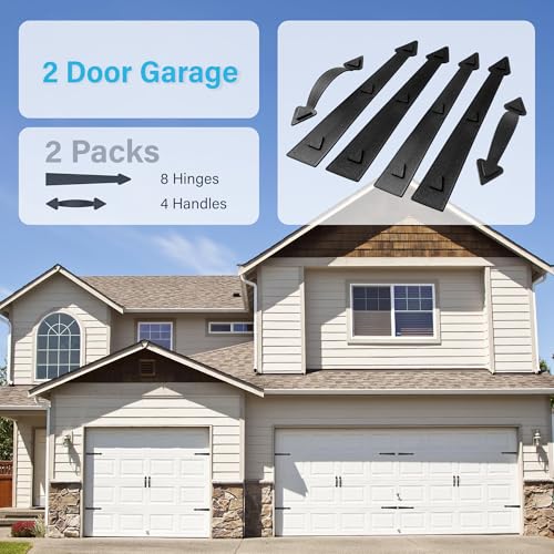 Magnetic Garage Door Hardware,Garage Door Magnetic Decorative Hardware 8 Hinges + 4 Handles for Iron Door,Easy Install,Durable & Waterproof (Classics Style,2 Pack) - style: Traditional