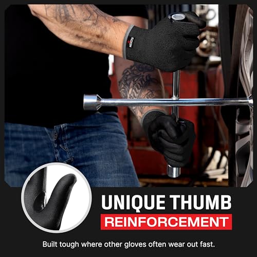 NoCry Professional Cut Resistant Work Gloves Firm Grip and Waterproof Palms - color: Black (Enhanced Grip & Water Resistant), size: Large, style: 1 Pack