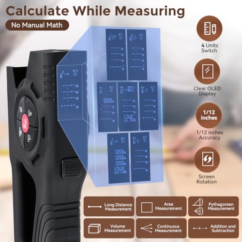 393Ft Digital Tape Measure 3-in-1 Laser Tape Measure & 16ft Tape
