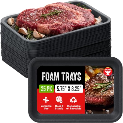 Hygloss Black Foam Trays for Food & Crafts, 5.75 x 8.25 Inch, Pack of 25 - color: Black, size: 5.75 x 8.25-Inch, style: 25 Pieces
