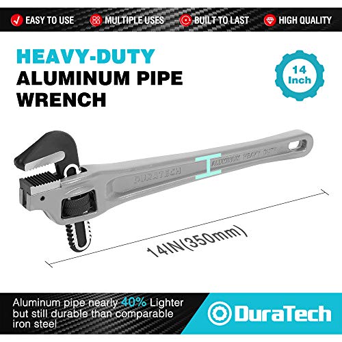 DURATECH 14-inch Aluminum Offset Pipe Wrench, Adjustable Plumbing Wrench - size: 14-inch, style: Offset