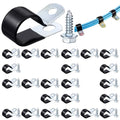 Tandefio 50 Pcs 1" Stainless Steel Cable Clamp with Screw Rubber Coated - size: 1"
