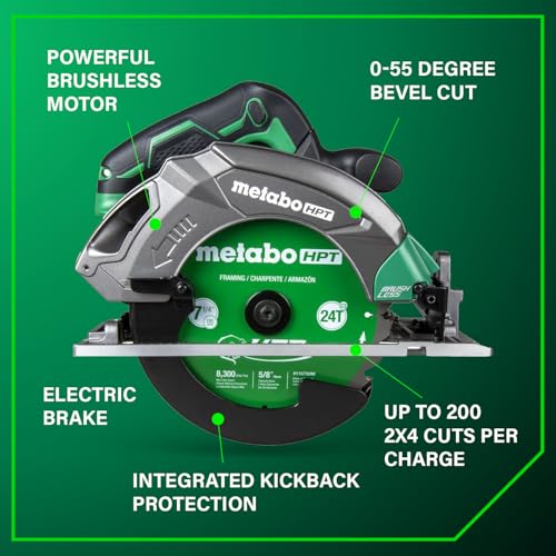 Metabo HPT 18V MultiVolt 7-1/4 In Cordless Circular Saw, C1807DAQ4