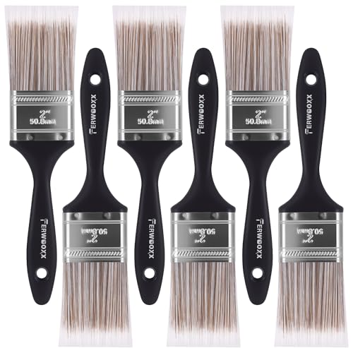 Paint Brushes -2 Inch Flat and Angle Paint Brush for All Latex and Oil Paints & Stains Paintbrush for Varnish, Paste, Gesso and Limewash(6 Packs) - size: 6 packs