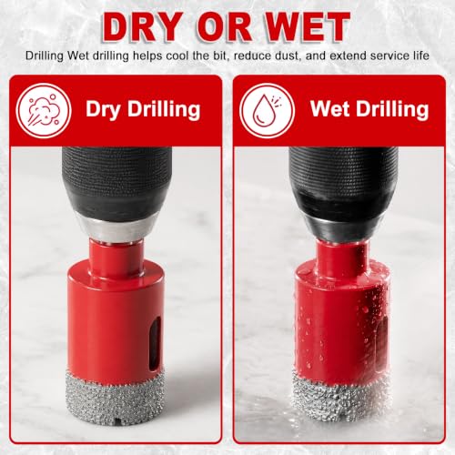 Tile Hole Saw Kit, 11Pcs Vacuum Brazed Diamond Hole Saw Kit (1/4"-2-1/2") - size: 6/8/10/20/25/28/32/35/45/50/65MM