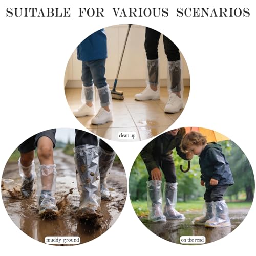 Individually Packaged Rain Shoe Covers for Adults, 40 Pcs Clear Disposable Plastic Shoe Ponchos, Wear-resistant & Portable，Perfect for Use in Rain, Snow and Disney (Kids + Adults, L 40Pcs) - size: Kids + Adults L 40Pcs