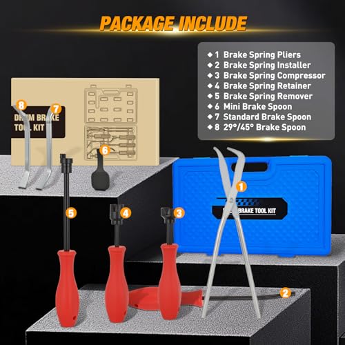 GOOACC 8PCS Drum Brake Tool Kit w Spring Pliers Adjustment Spoons Set Blue - color: 8pc Brake Tool Blue