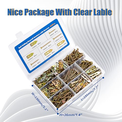 430Pcs 6 Sizes Drywall Anchors Heavy Duty Metal Expansion 66LB - size: 430Pcs 12*30&12*40