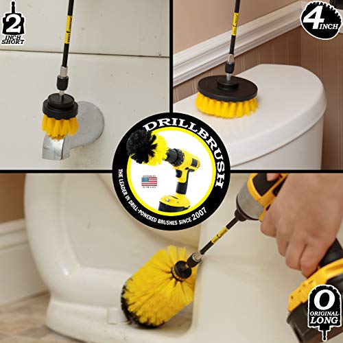 Bathroom Cleaning Brush Set - Cleaning Tools for Drill - Shower Scrubber - color: All Purpose Medium-yellow