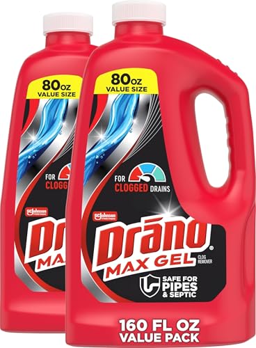 Drano Max Gel Drain Clog Remover & Cleaner, Safe for All Pipes, 80oz 2-Pack - size: 80 Fl Oz (Pack of 2)