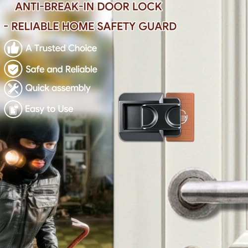 Home Security Door Lock 2 Pack, Grey Heavy Duty Anti-Pry Reinforcement Lock - color: Gray