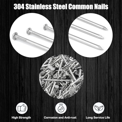 Maozaa 1-1/2 Inch Hardware Nails, 150pcs Stainless Steel 304 Hanging Nails for Hanging Pictures, Long Wood Finishing Nails - size: 1-1/2 Inch