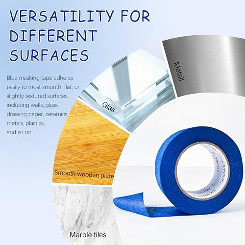 COSIMIXO Blue Painters Tape 1.88 in x 60 Yds, 6 Rolls Pack – Professional Grade Blue Masking Tape for Painting, Protects Surfaces & Residue-Free Removal, Multi-Surface Use on Wall Painting, Labeling - size: Blue 1.88 in x 60 yds 6-Pack