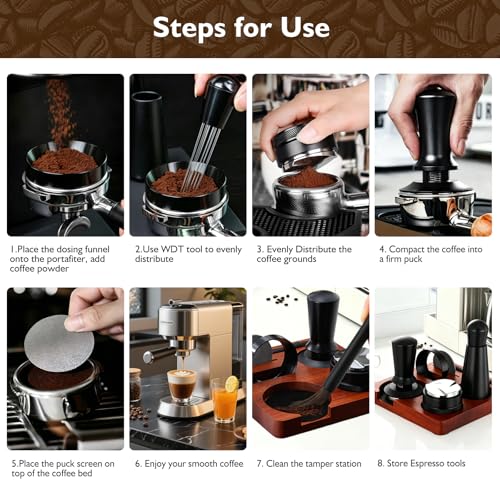 7Pcs Espresso Accessories Kit 58mm Coffee Tamper Set Tool for Barista - size: 58 mm