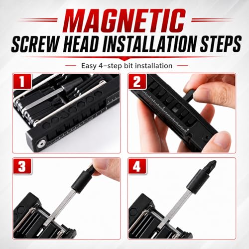 38-in-1 Bike Multitool – Portable Magnetic Bike Repair Tool Set with Tire Levers, Chain Cutter, Hex Wrenches, Spoke Wrenches, Box Spanner, Bottle Opener, and Includes Storage Bag