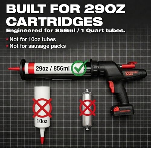 12V Cordless Electric Caulking Gun, 29 oz Cartridge, 450 lb Thrust - size: 29oz / 856ml / 1 Quart, style: Cordless 12V (9000 Series)
