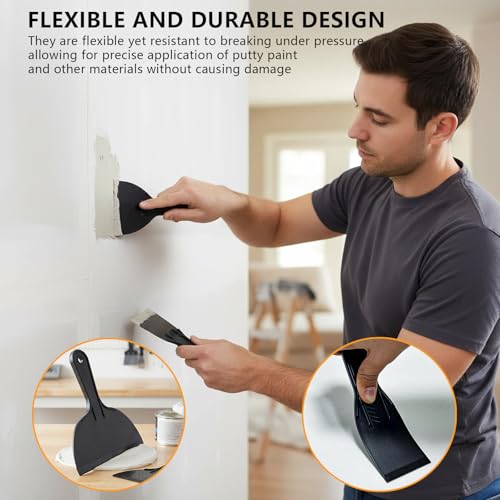 12 PCS Plastic Putty Knife Set with 6 Flexible Filler Knives 6 Scrapers for Spackling, Repairing Drywall, Removing Wallpaper, Applying Mud and Plaster