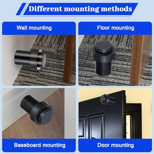 10 Pack Black Floor Door Stopper Cylindrical Door Stops 2.4'' Doorstops