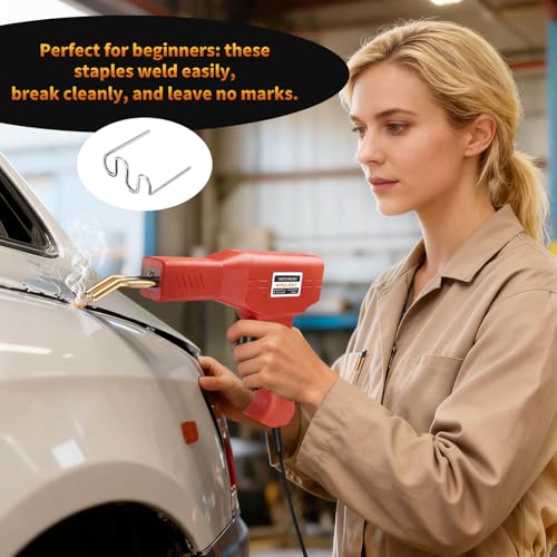 Plastic Welder Kit, 1200PCS Staples, Hot Stapler for Bumper Repair - color: Red