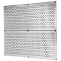 Wall Control Pegboard Rack Garage Storage Galvanized Steel Horizontal Peg Board Pack - Two 32-Inch x 16-Inch Shiny Metallic Metal WallBoard Tool Organization Panels - color: Metallic