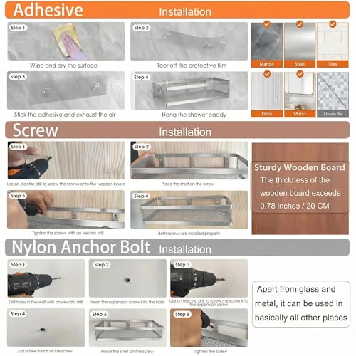 PUSDON 5-in-1 16.5" Extra Long Slim Wall Mount Wrapped Mesh Kitchen Organizer & Shower Caddy Kit, with Paper Towel Holder, Utensil Holder, Soap Dish, Holds 50LBS - Silver Gray, Netting - color: Silver Grey, size: 5-in-1 Full Mesh (16.5" Extra Long)