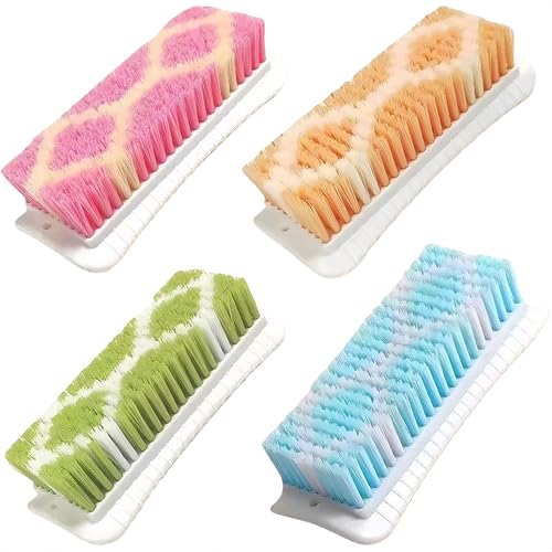 Scrub Brush Heavy Duty Scrub Brushes Scrubbing Cleaning Brush Set | 4 Pack Scrub Brush for Cleaning with Stiff Bristle Deep Cleaning Brushes for Bathroom, Floor, Shower, Carpet, Bathtub