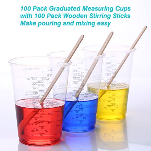 100pcs 8oz Graduated Clear Plastic Measuring Cups