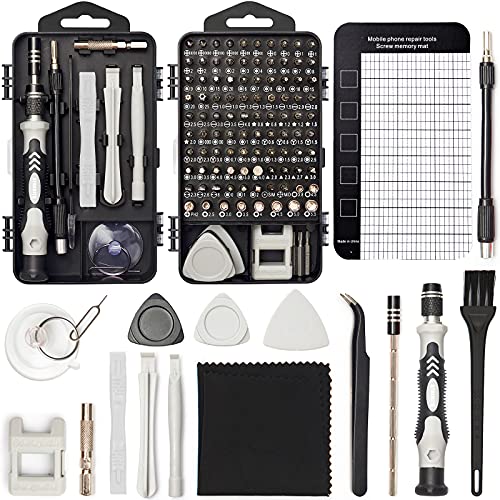 STREBITO Precision Screwdriver Set 124-Piece Electronics Tool Kit | 101 Precision Bits, Magnetic Screwdriver Set for Computer, Laptop, Cell Phone, PC, MacBook, Switch, PS4, PS5, Xbox Repair - color: Grey