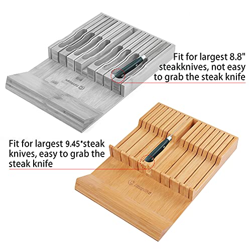 Utoplike In-drawer Knife Block Bamboo Kitchen Knives Drawer Organizer Large - color: Natural, size: 16 Holder