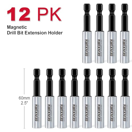 Geinxurn 12Pc 2.5 Inches Screwdriver Bit Holders, Cr-V Extension Socket Drill Bit Magnetic Holder Hex Shank Quick-Change Drill Bit Guide - size: 2.5"