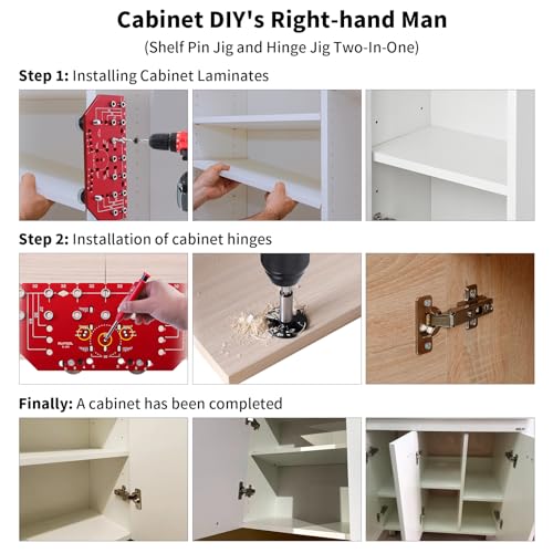 RUITOOL 7-Hole Shelf Pin Jig, 2-in-1 Shelf Pin Drilling Jig and Hinge Guide - style: 7 Holes Hinge Jig