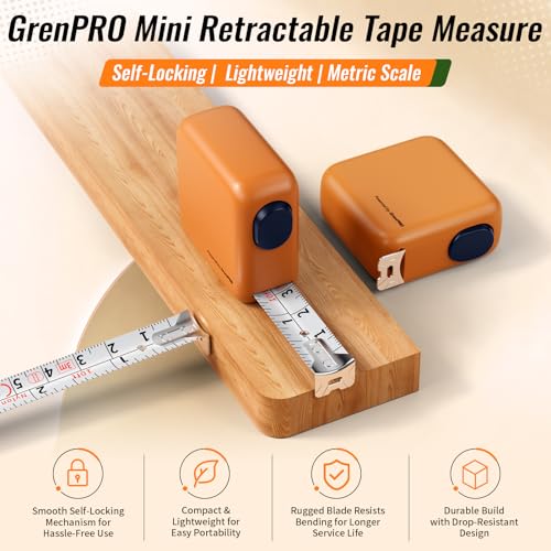 GRENPRO Self-Locking Tape Measure, 10ft/3m Dual Scale, Stiff Blade Orange - color: Orange