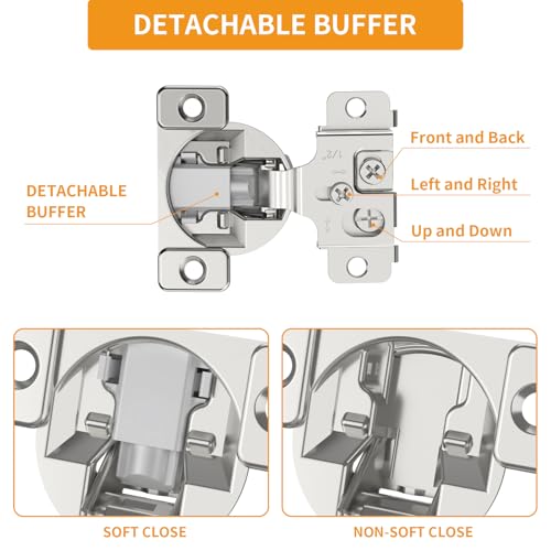 Chibery 20 Pack Face Frame Cabinet Hinges, 1/2" Overlay, Soft Close, 105° - size: 1/2 Inch Overlay