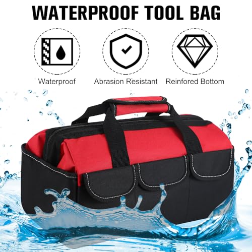 Sanwuta 3 Pack 16 Inch Tool Bags, Side Pockets, Blue, Red, Yellow - color: Blue, Red, Yellow, size: 16 Inch, style: Side Pockets