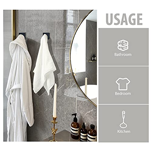VIS'V Adhesive Towel Hooks, Shower Wall Stick on Hooks, Black, 4 Pcs - color: Black