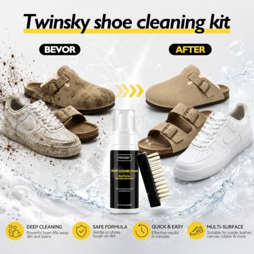 6-in-1 Shoe Cleaning Kit,with Plant-Based Foam, Deodorizing Spray