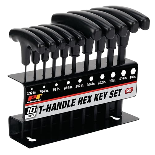 Performance Tool W80274 10-Piece SAE T-Handle Allen Wrench Set, Long Arm Hex Key Wrench Set - size: 10 Pieces, style: 10pc SAE T-Handle Hex Key Set