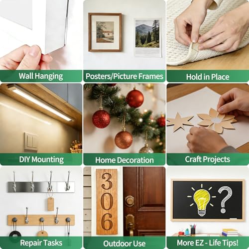 EZlifego Heavy Duty Invisible Bond Nano Double Sided Mounting Tape, 9.85FT | Nano-Tech, Holds up to 72 lbs, All-Purpose, Instant Hold, Industrial-Strength Adhesive, Indoor & Outdoor Decor,Back to School - size: 9.85 Feet