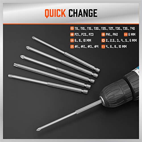 HORUSDY 32-Piece 1/4" Shan Extra Long Security Power Bit Set, 6" Long Tamper Proof Security Bits, S2 Steel. - style: Extra Long Security Power Bit Set