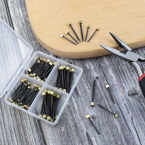 90 Pcs Nails for Hanging Picture Decorative Nail for Hanging Wall Decor Pictures Frame Kit 3 Sizes Picture Hangers Photo Hanger Made of Steel Pin & Brass Head Nails Hardware with Plastic Box (Black)