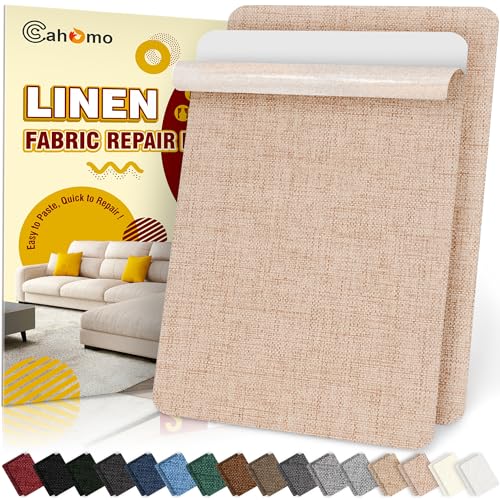 Linen Repair Tape 2Pcs 8x12 inch, Self Adhesive Fabric Patches, Couch Repair Patch Kit, Fabric Repair Tape for Furniture, Sofas, Carpet, DIY, Headboards, Chairs, Pillows, Linen Goods - Beige - color: Beige, size: 8x12inch