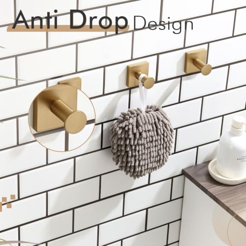 KOKOSIRI Robe Hooks Bath Towel Hooks for Wall Closet Kitchen Hanging Towels Bathroom Hardware Champagne Bronze Stainless Steel 3 Pack, B1016CPG-P3 - color: Champagne Bronze, size: 3 Pack