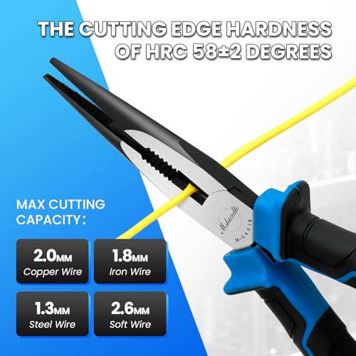 Needle Nose Pliers, mshandto 8" Long Nose Pliers for Wire Bending, High Carbon Steel Needle Nose Plier, Serrated Jaw Pliers for Jewelry Making, Electronics Repair, Object Grasping, Craft Making - size: 8"-1Pack-TPR