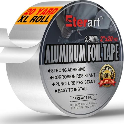 ETERART Aluminum Foil Duct Tape, High-Temp Seal for HVAC,2" x 20Yds - size: 2 Inches x 20 Yards