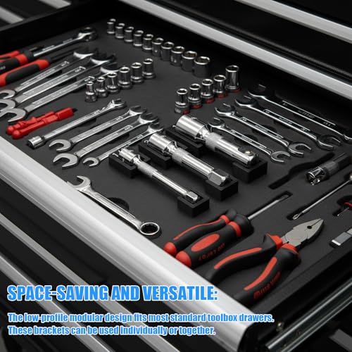 Magnetic Socket Extension Holder Set 3-Piece ratchet organizer for 1/2", 3/8", and 1/4" Drive Extensions, Professional Garage Drawer Storage with Strong Magnetic Base, Red (Black) - color: Black