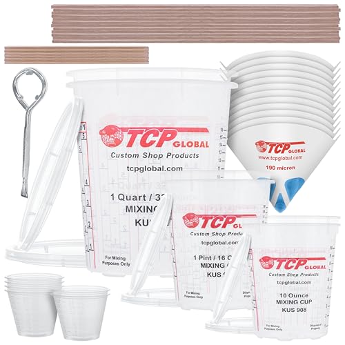 TCP Global Complete Paint Mixing Kit - 12 Cups with Lids, Mixing Sticks
