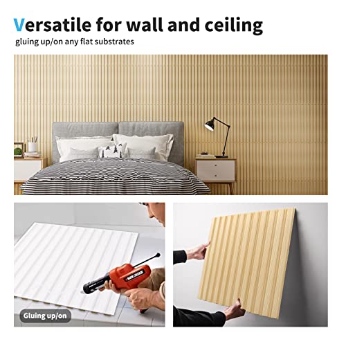Art3d 3D Fluted Textured Slat Wall Panels, 19.7 x 19.7 in, 12-Pack, Oak | PVC, Waterproof, Scratch Proof, Wipeable, Break-Proof, Ideal for Home, Office and Commercial Spaces - color: Square - Oak, size: 19.7 x 19.7in.