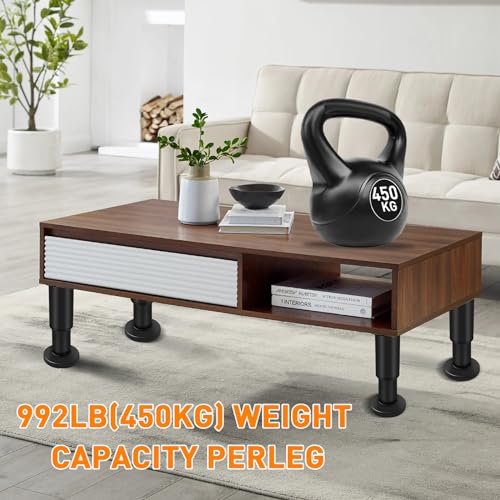 4 Pcs Adjustable Height Furniture Support Legs 10-17 inch [with Screws], Metal Adjustable Bed/Sofa/Cabinet/Couch/Dresser/Table Heavy Bed Replacement Legs (Black) - color: Black, size: 10-17 inch